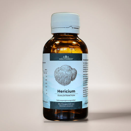Bio Hericium – Glasflasche mit Etikett