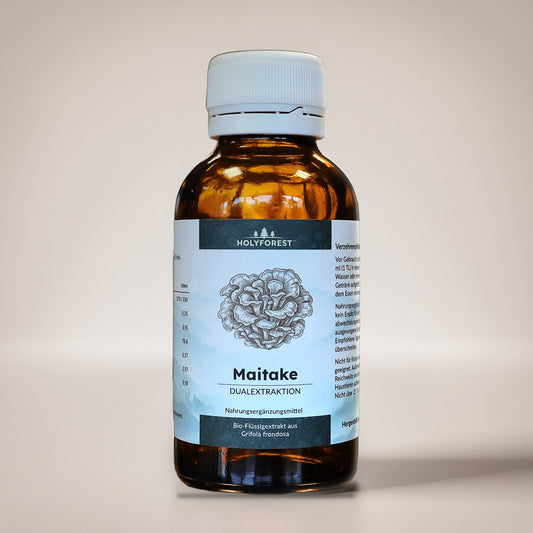 Bio Maitake – Glasflasche mit Etikett