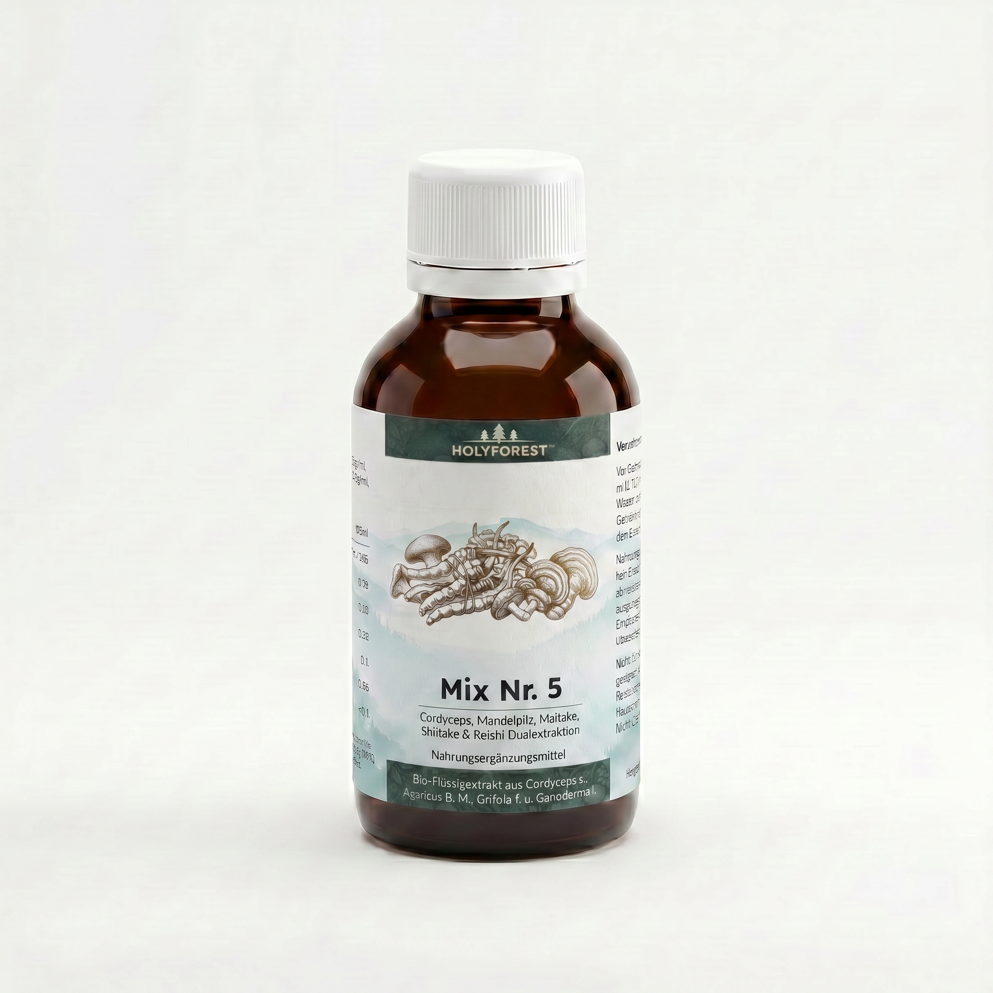 Mix Nr. 5 – Bio Cordyceps, Mandelpilz, Maitake, Shiitake & Reishi Dualextraktion – Holyforest