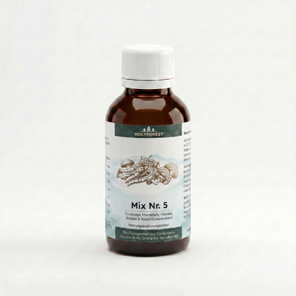 Mix Nr. 5 – Bio Cordyceps, Mandelpilz, Maitake, Shiitake & Reishi Dualextraktion – Holyforest