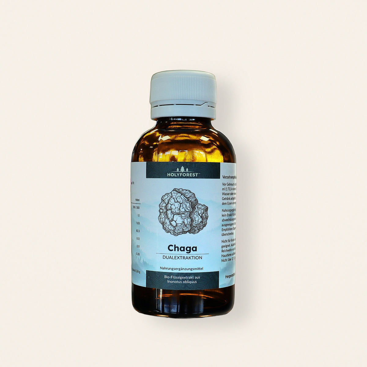 Bio Chaga – Glasflasche mit Etikett