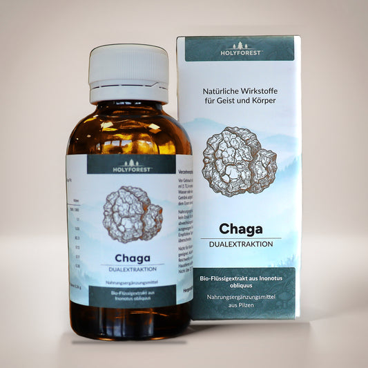Bio Chaga – Flasche und Faltschachtel