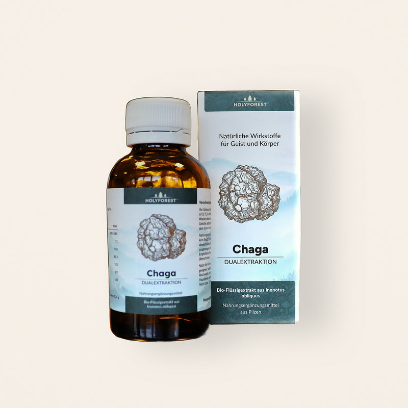Bio Chaga – Flasche und Faltschachtel