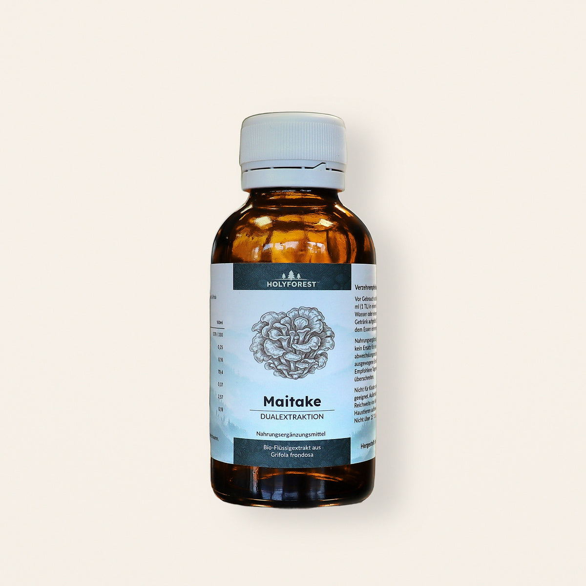 Bio Maitake – Glasflasche mit Etikett