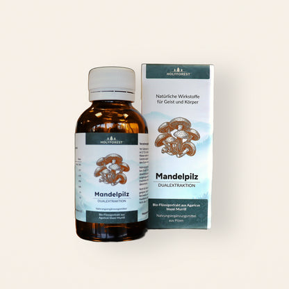 Bio Mandelpilz – Flasche und Faltschachtel