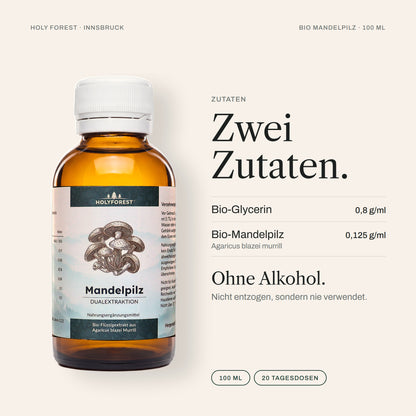Bio Mandelpilz – Zutaten laut Etikett