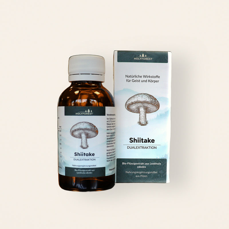Bio Shiitake – Flasche und Faltschachtel