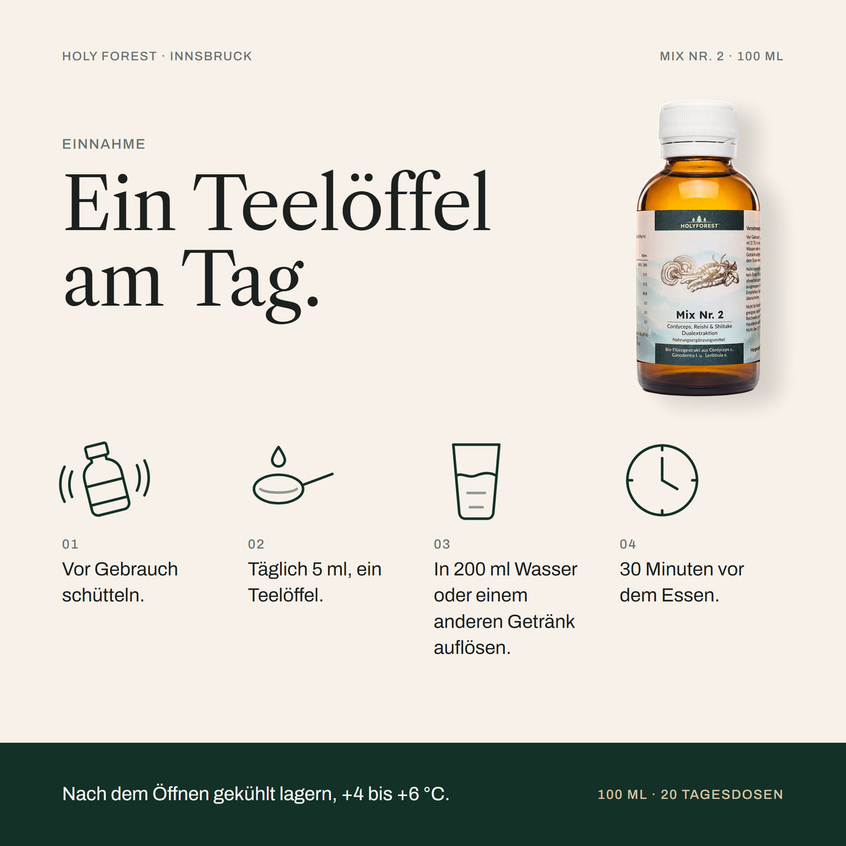 Mix Nr. 2 – Einnahme: täglich 5 ml in einem Glas Wasser, 30 Minuten vor dem Essen